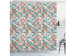 Tenda Da Doccia Abakuhaus Retro, Mosaico Artistico Astratto In Stile Vintage, Illustrazione Colorata, 175 X 200 Cm, Grigio Turchese Rosso