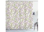 Abakuhaus Tenda Da Doccia Con Motivi Floreali, Motivo Floreale Ripetuto Bacche Selvatiche Foglie Frutti Illustrazione Botanica, 175 X 200 Cm, Verde Bianco Viola