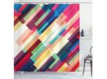 Abakuhaus Tenda Da Doccia Astratta, Motivi Geometrici Futuristici Con Illustrazioni Moderne A Strisce Colorate, 175 X 200 Cm, Multicolore