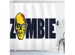 Abakuhaus Tenda Da Doccia Zombie, Caricatura Di Teschi Umani Morti Con Illustrazione Di Mostri Zombie, 175 X 200 Cm, Blu Scuro E Giallo