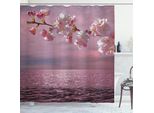 Abakuhaus Tenda Da Doccia Giapponese, Nuvole Cielo Rosa Tonalità Tramonto Composizione Romantica Con Fiori Di Sakura, 175 X 200 Cm, Rosa E Rosa Chiaro