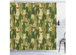 Abakuhaus Tenda Da Doccia Mimetica, Sagome Di Gattini In Stile Mimetico, Motivo Illustrativo, 175 X 180 Cm, Verde Scuro, Crema
