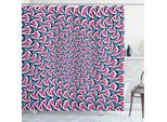 Abakuhaus Tenda Da Doccia Trippy, Forme Geometriche In Design Astratto Retro Illusione Ottica Hipster, 175 X 180 Cm, Corallo Scuro Turchese