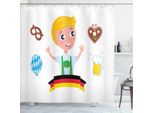Abakuhaus Tenda Da Doccia Tedesca, Ragazzo Bavarese Con Capelli Biondi E Simboli Dell'oktoberfest, Boccale Di Birra E Pretzel, 175 X 200 Cm, Multicolore