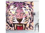 Abakuhaus Tenda Da Doccia Tiger, Stile Illustrazione Macro Espressione Intensa Di Animale Della Giungla Con Colori Astratti, 175 X 200 Cm, Multicolore
