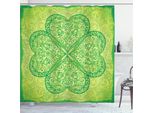 Abakuhaus Tenda Da Doccia Irlandese, Motivi Tradizionali A Cuori Nei Toni Del Verde Illustrazione Monocromatica Vortice, 175 X 200 Cm, Verde Verde Avocado Chiaro