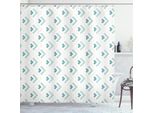 Abakuhaus Tenda Da Doccia Astratta, Motivi Astratti Minimalisti Simmetrici Geometrici, Tonalità Pastello, 175 X 200 Cm, Pesca Chiaro Turchese