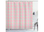 Abakuhaus Tenda Da Doccia Astratta, Motivo Tartan A Quadri Color Pastello Con Stampa A Strisce Geometriche, 175 X 200 Cm, Menta Salmone Rosa Pallido
