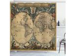 Abakuhaus Tenda Da Doccia Vintage, Mappa Dettagliata Della Geografia Storica Mondiale, 175 X 180 Cm, Multicolore