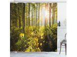 Abakuhaus Tenda Da Doccia Foresta, Alberi Raggi Di Sole Foresta Area Ricreativa Foto, 175 X 180 Cm, Marrone Verde Giallo