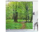 Abakuhaus Tenda Da Doccia Naturale, Stagione Estiva Nel Bosco Con Alberi, Ponte, Area Ricreativa, Foto Paesaggistica, 175 X 180 Cm, Verde Marrone
