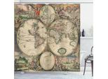 Abakuhaus Tenda Da Doccia Con Mappa Del Mondo, Design Antico Con Figure Rinascimentali Continenti Ed Emisferi Stile Vintage, 175 X 180 Cm, Multicolore