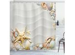 Abakuhaus Tenda Da Doccia Stella Marina, Costa Marina Con Sabbia E Tema Acquatico Tropicale Colorato Con Diverse Conchiglie, 175 X 180 Cm, Multicolore