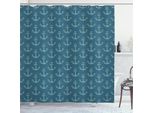 Abakuhaus Tenda Da Doccia Con Ancore, Ancore Stilizzate Con Figure Marittime, Pesci, Animali Marini Sott'acqua, 175 X 180 Cm, Blu Petrolio, Azzurro Cielo