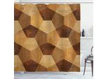 Abakuhaus Tenda Da Doccia Retrò, Stile Rustico Vintage Anni '70, Tavola Di Legno, Motivi Geometrici, 175 X 180 Cm, Marrone Chiaro