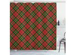 Abakuhaus Tenda Da Doccia A Quadri, Motivi Tartan Irlandesi Nei Colori Natalizi, Strisce Geometriche Incrociate, 175 X 180 Cm, Verde Smeraldo, Giallo, Rosso Cinabro