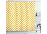 Abakuhaus Tenda Da Doccia Gialla, Stile Pop Art Monocromatico, Motivo Geometrico A Rombi E Zig Zag, 175 X 180 Cm, Bianco Marigold