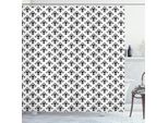 Abakuhaus Tenda Da Doccia Fleur De Lis, Motivo Classico Rivisitato In Chiave Moderna, Illustrazione Astratta Monocromatica, 175 X 180 Cm, Bianco E Nero