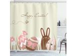 Abakuhaus Tenda Da Doccia Pasquale, Tonalità Pastello, Uova, Uccellini E Coniglietti, Scritta "Happy Easter"", Motivo A Pois, 175 X 200 Cm, Multicolore"