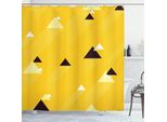 Abakuhaus Tenda Da Doccia Giallo Vendemmia, Triangoli Grandi E Piccoli In Diagonale Con Strisce Geometriche Retrò, 175 X 180 Cm, Calendula Bianco Nero