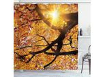 Abakuhaus Tenda Da Doccia Naturale, Sole Attraverso Foglie Giallo Dorato, Fogliame Vivace Di Ottobre, Raccolta Serena, Paradiso, Foto Artistica, 175 X 240 Cm, Arancione