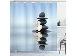 Tenda Da Doccia Abakuhaus Spa, Pietre Calde Per Massaggi Zen Con Riflessi Asiatici Di Frangipani Plumera Sull'acqua, 175 X 220 Cm, Azzurro E Grigio