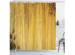 Abakuhaus Tenda Da Doccia In Bambù, Steli E Foglie, Motivo Orientale Naturale In Legno, Tema Zen Asiatico Naturale Selvaggio, 175 X 220 Cm, Giallo