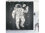 Abakuhaus Tenda Da Doccia Spaziale, Astronauta Pop Art Che Saluta Con Fumetto Comet Adventure Traveller, 175 X 220 Cm, Grigio Antracite Sabbia