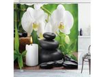 Tenda Da Doccia Abakuhaus Spa, Pietre Zen Hot Massage Con Candele Ai Fiori Di Orchidea E Rimedi Naturali, 175 X 220 Cm, Nero, Bianco E Verde