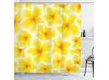 Abakuhaus Tenda Da Doccia Gialla, Plumeria Frangipani Fiori Asiatici Primaverili Motivo Ripetitivo Hawaiano, 175 X 220 Cm, Giallo E Bianco