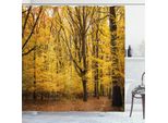 Abakuhaus Tenda Da Doccia, Vista Epica Nel Cuore Della Foresta Con Foglie Ombrose, Scena Ecologica Di Vita Rurale, 175 X 220 Cm, Giallo Marrone
