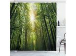 Abakuhaus Tenda Da Doccia Bosco, Estate Nel Bosco Alberi Luce Del Sole Raggi Del Sole Natura Rigogliosa Vista Dal Basso Foto, 175 X 220 Cm, Verde Felce Giallo