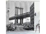 Abakuhaus Tenda Da Doccia Paesaggio, Ponte Di Brooklyn New York Stati Uniti Strada Con Automobili Foto In Scala Di Grigi, 175 X 220 Cm, Grigio Antracite Bianco