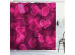 Tenda Da Doccia Abakuhaus Rosa Shocking, "Dolci Cuoricini Su Sfondo Sfocato, Romantico Design Di San Valentino"", 175 X 220 Cm, Rosa Magenta"