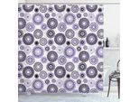 Abakuhaus Tenda Da Doccia Viola E Nera, Motivi Floreali Ispirati Al Mandala, 175 X 220 Cm, Viola, Nero E Bianco