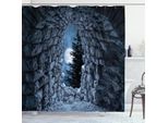 Abakuhaus Tenda Da Doccia Gotica, Caverna Buia Con Luna Piena Di Notte, Stampa Horror Medievale In Stile Gotico, 175 X 240 Cm, Blu Grigio