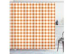 Abakuhaus Tenda Da Doccia Arancione E Bianca, Motivo Quadrato A Quadretti In Stile Retrò Gingham Nei Caldi Colori Plaid, 175 X 220 Cm, Arancione E Bianco