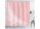 Abakuhaus Tenda Da Doccia Rosa E Bianca, Motivi Femminili Vintage, Fiori, Rete, Illustrazione Ispirata Alla Natura, 175 X 220 Cm, Rosa Pallido E Bianco