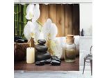 Abakuhaus Tenda Da Doccia Spa, Composizione In Stile Asian Spa Con Candela Zen Stones, Fiori E Bambù Artificiale, 175 X 240 Cm, Bianco, Verde E Nero