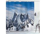 Abakuhaus Tenda Da Doccia Paesaggistica, Pittoresco Monte Bianco, Scogliera Innevata, Nuvole, Ambiente Idilliaco, Foto Di Trekking, 175 X 240 Cm, Bianco E Blu