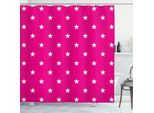 Abakuhaus Tenda Da Doccia Rosa Shocking, Motivo Simmetrico Con Stelle Bianche Motivo Femminile Bella Piastrella Retrò, 175 X 240 Cm, Rosa Bianco