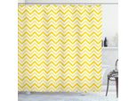 Abakuhaus Tenda Da Doccia Gialla, Motivo Geometrico Ripetitivo Astratto A Zig-Zag Ispirato Agli Anni '90, 175 X 240 Cm, Bianco E Giallo