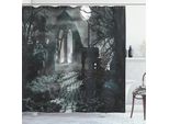 Abakuhaus Tenda Da Doccia Gotica, Luna Piena, Rovine Di Templi Medievali Di Notte, 175 X 240 Cm, Blu Grigio