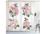 Abakuhaus Tenda Da Doccia Rosa, Bouquet Primaverili Di Rose Flora Stagione Della Fioritura, 175 X 240 Cm, Rosa Pallido Verde Reseda