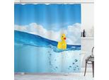 Abakuhaus Tenda Da Doccia Con Paperelle Di Gomma, Piccole Paperelle Giocattolo Che Nuotano Nello Stagno, Nella Piscina, Nel Lago In Una Giornata Di Sole, Che Galleggiano Sull'acqua, 175 X 240 Cm, Blu E Giallo