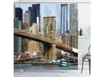Abakuhaus Tenda Da Doccia Urbana, Skyline Di Brooklyn New York Usa Edifici Urbani Ponte Foto, 175 X 240 Cm, Multicolore