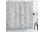 Tenda Da Doccia Abakuhaus Retro, Motivo Ripetuto Con Occhiali Hippie Su Sfondo A Pois, 175 X 240 Cm, Azzurro Pallido, Bianco