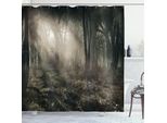 Abakuhaus Tenda Da Doccia Gotica, Foto Di Paesaggio Boschivo Scuro Con Raggi Di Sole E Nebbia, Colori Vintage Nostalgici, Stile Fantasy, 175 X 200 Cm, Marrone
