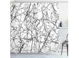 Abakuhaus Tenda Da Doccia Naturale, Rami Con Gemme Springtime Woodland Countryside Design Monocromatico Naturale, 175 X 200 Cm, Bianco Nero