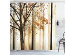 Abakuhaus Tenda Da Doccia Autunnale, Albero Solitario Con Foglie Di Arancio Su Uno Sfondo Astratto Di Foresta, 175 X 200 Cm, Arancione Marrone